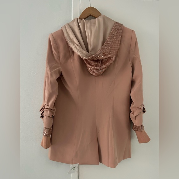 Cinq A Sept Pink Khloe Hooded Sequined Jacket Blazer NWT sz4 - Picture 5 of 12